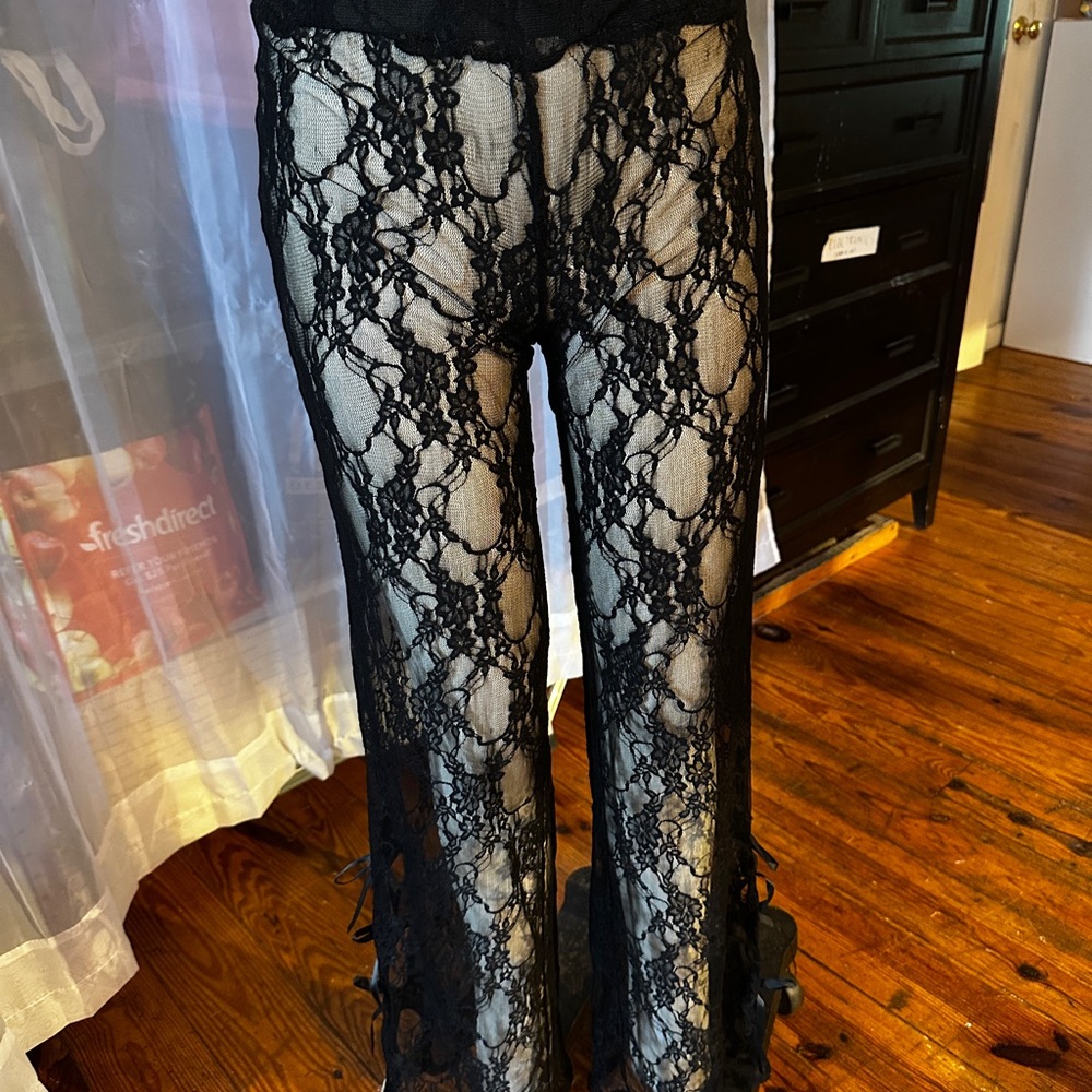 NIIHAI Black Lace Pants